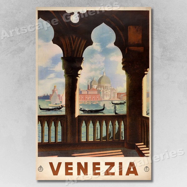 1938 Venice Basilica di San Marco Vintage Style Italian Travel Poster