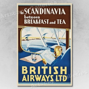 1935 To Scandinavia British Airways Vintage Style Airline Travel Poster
