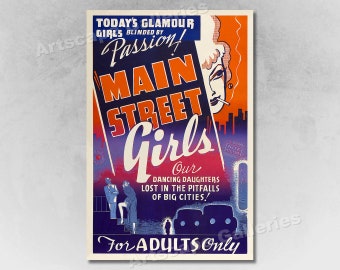 1930s Vintage Style Adult Movie Poster "Main Street Girls"