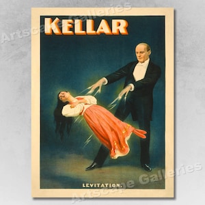 1890s &quot;Kellar Levitation Girl&quot; Vintage Style Illusion Magic Poster