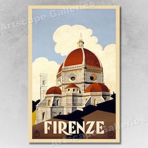 1930s Firenze Florence Italy Duomo Vintage Style Italian Travel Poster