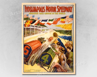 1909 Indianapolis 500 Motor Speedway Classic Old Race Course Poster