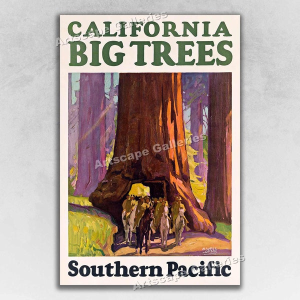 1927 California Redwoods Big Trees - Visit the Redwoods! - Vintage Travel Poster Art Print