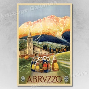 1920s Abruzzo Vintage Style Italian Travel Poster