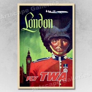 London - Fly TWA Vintage Style Travel Poster