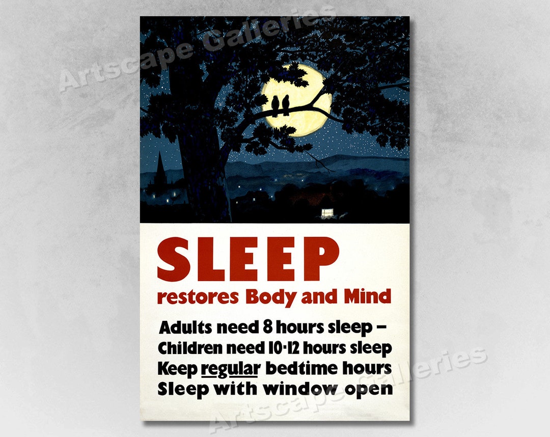 1950 Vintage Health Poster - Sleep Restores Body & Mind! - Etsy