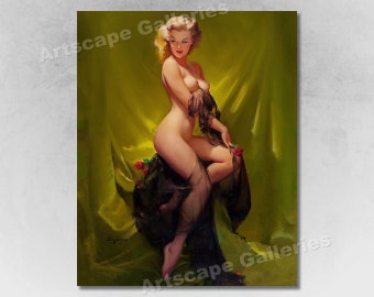 1950s "Golden Beauty" Vintage Style Elvgren Sexy Pin-Up Girl Poster