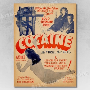 Cocaína - 1930's Vintage Drug Movie Vintage Style Poster