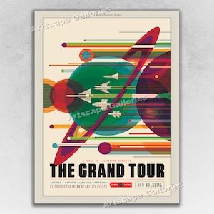 Grand Tour of the Solar System - NASA JPL Space Exploration Retro Travel Poster