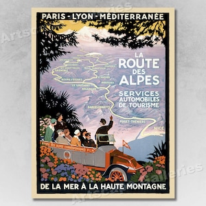 La Route des Alpes 1920s France Classic Vintage Style Travel Poster
