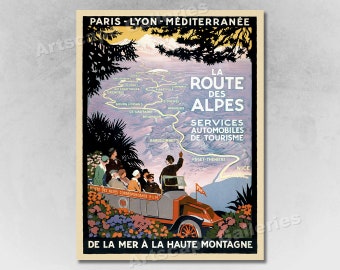 La Route des Alpes 1920s France Classic Vintage Style Travel Poster