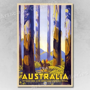 Marysville Australia Tallest Trees 1930s Vintage Style Travel Poster