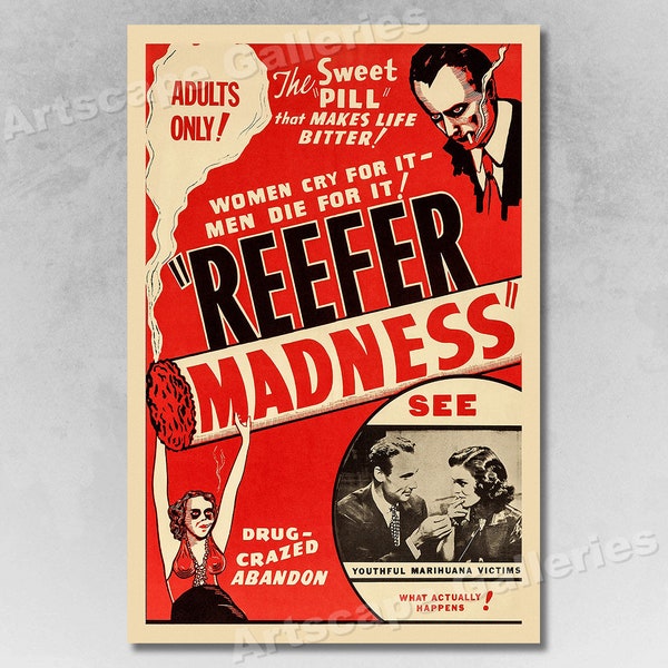 Reefer Madness 1950s Marijuana Adult Vintage Style Movie Poster