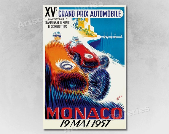 Monaco Grand Prix Vintage Style Auto Race 1957 | Etsy
