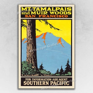 1910 Visita Muir Woods San Francisco Redwoods - Póster de viaje vintage Lámina artística