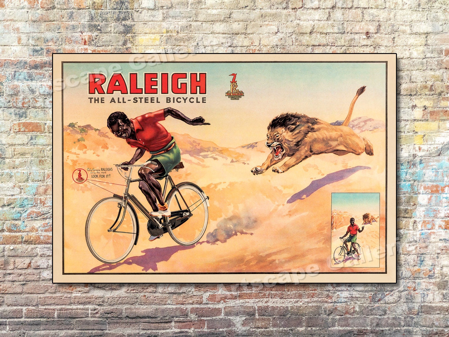 Raleigh Steel Bicycle 1940s Vintage Style Unusual Cycling Poster