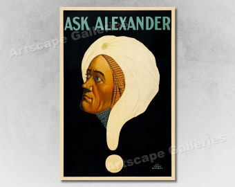 1920s "Ask Alexander" Mind Reader Mark Classic Magician Poster