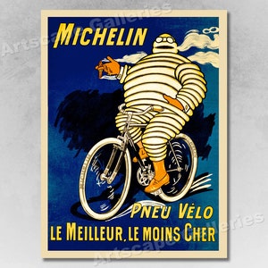 1912 Cartel publicitario francés de bicicletas - "Pneu Velo Michelin"
