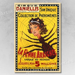 Unusual 1920s Vintage Circus Poster - La Femme Araignee (Spider Woman)
