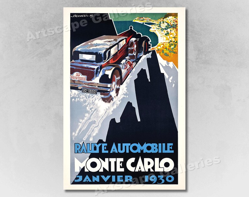 Vintage Style Travel Poster Monaco 1920s Monte Carlo Tennis 20x30