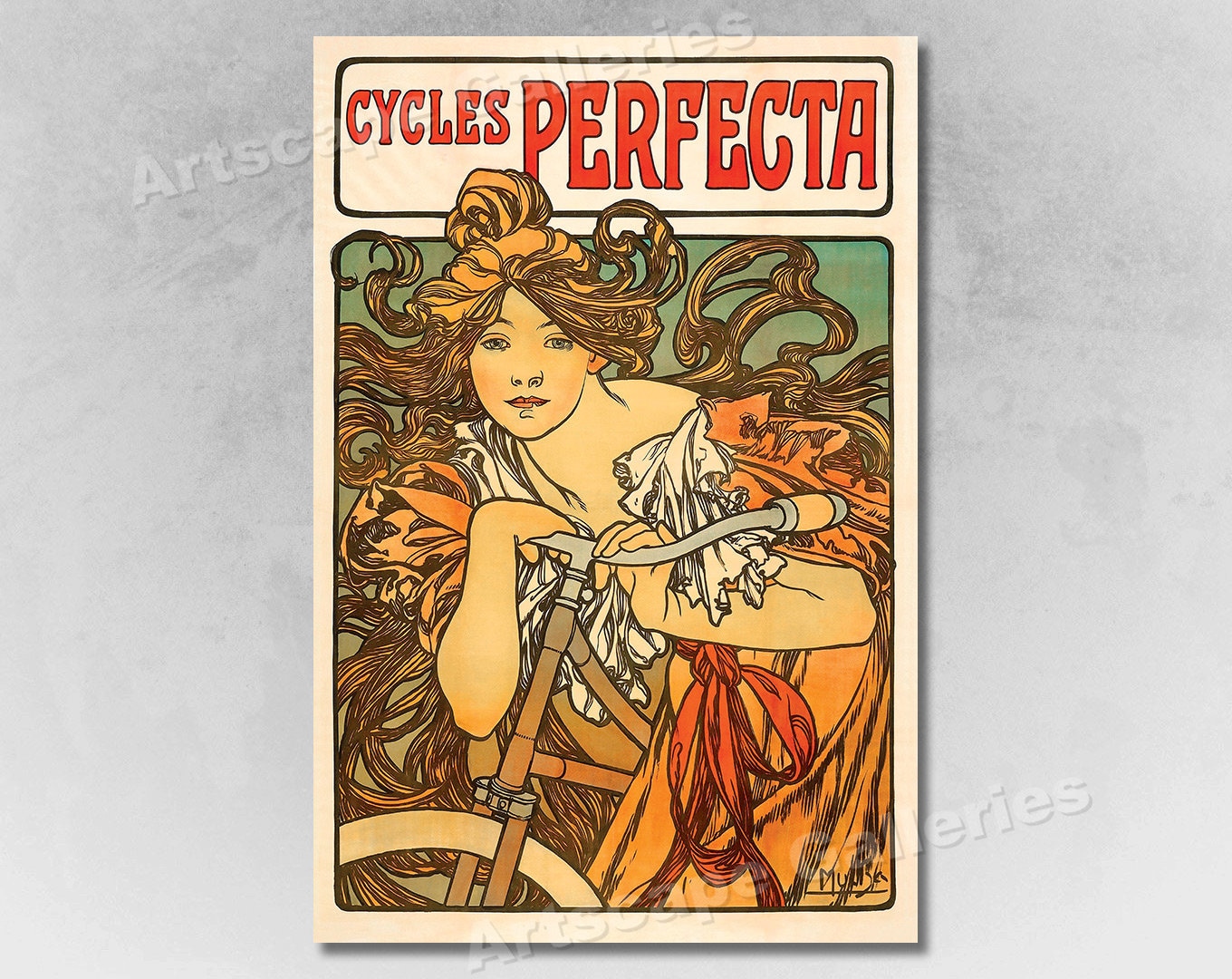 1897 "Cycles Perfecta" Alphonse Mucha Vintage Style Bicycle Poster