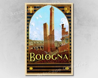 1928 Bologna Italy Vintage Style Italian Travel Poster