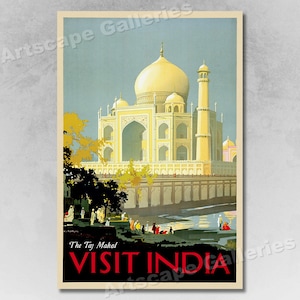 Visit Taj Mahal 1930 - See India Classic Vintage Travel Poster