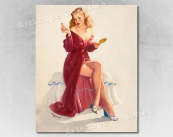1940's "Keep the Chap from My Lips" Vintage Style Elvgren Lipstick Pin-Up Girl
