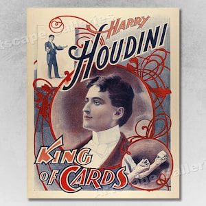 1895 Harry Houdini King of Card Tricks Escape Artist Magic Poster
