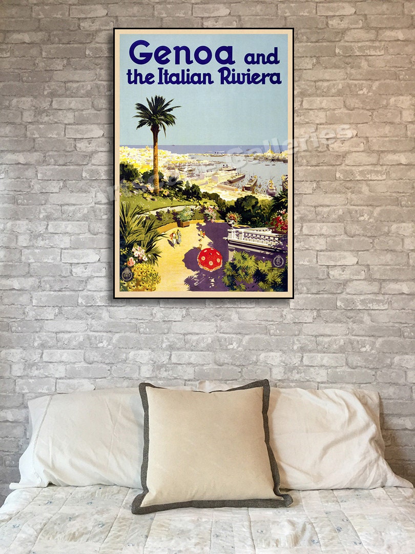 Affiche Vintage Gênes 1938 - Poster De Voyage Italie - Pop Art 20x30" (Neuf)