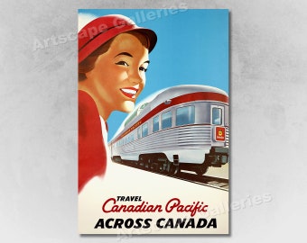 1940s Canadian Pacific Across Canada Vintage Style Travel Poster