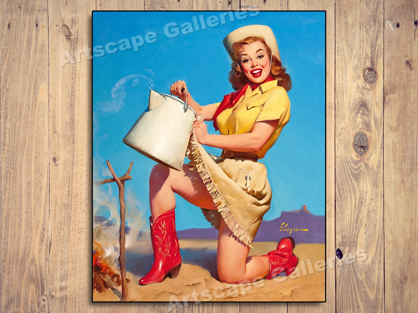 1950s Elvgren Pin-up Girl Poster tops in