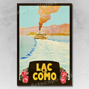 1930s &quot;Lac de Como&quot; Vintage Style Italian Travel Poster