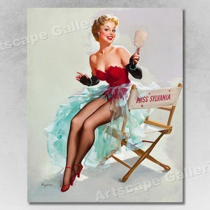 1955 Elvgren Pin Up Girl &quot;Admiring Miss Sylvania&quot; Actress Poster