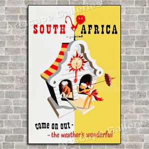 1940s South Africa's Wonderful Weather Vintage Style Travel Poster image 3