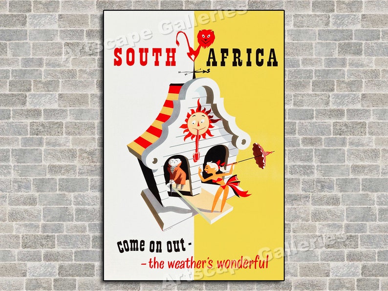 1940s South Africa's Wonderful Weather Vintage Style Travel Poster image 3