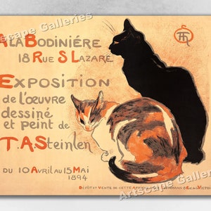 Two Cats - 1894 Poster for an Exhibition of Works by TA Steinlen - French Art Nouveau Art Print Poster
