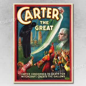 1926 Carter the Great Condemned for Witchcraft Vintage Magic Poster