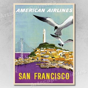 San Francisco Bay 1950s California Vintage Style Travel Poster