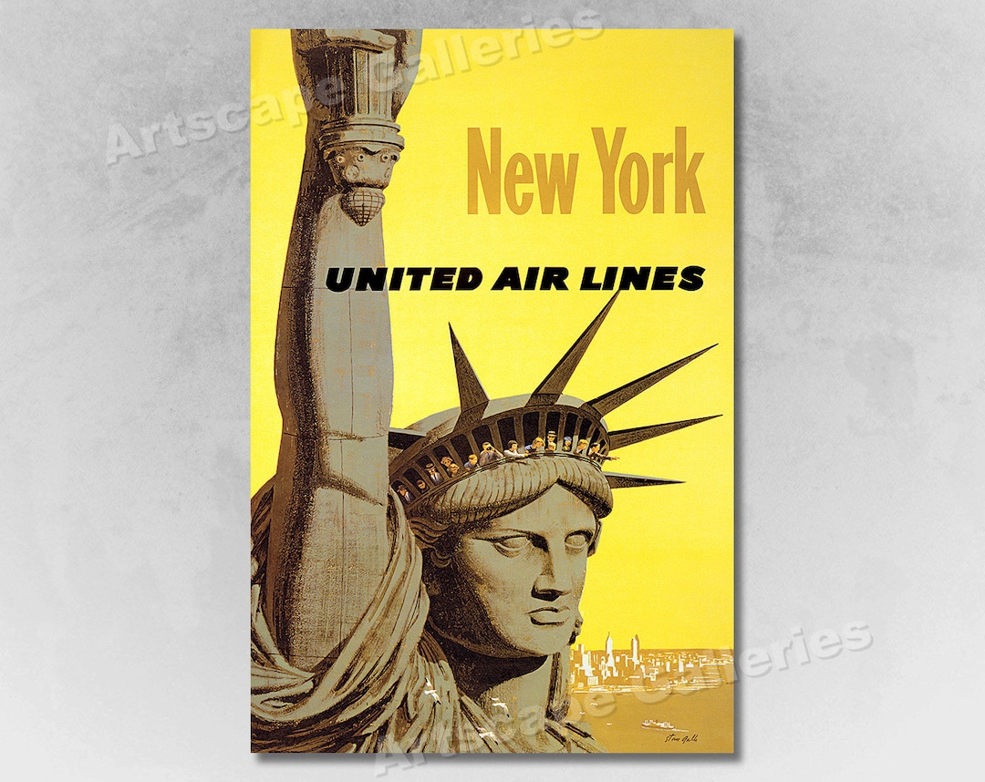 1960s New York Statue of Liberty Vintage Style Travel Poster - Etsy