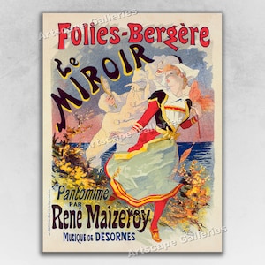 1899 Folies Bergere - Le Miroir - Paris French Art Nouveau Art Print Poster