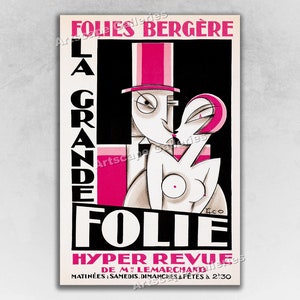 1927 Folies Bergere - La Grande Folie - French Art Deco Art Print Poster