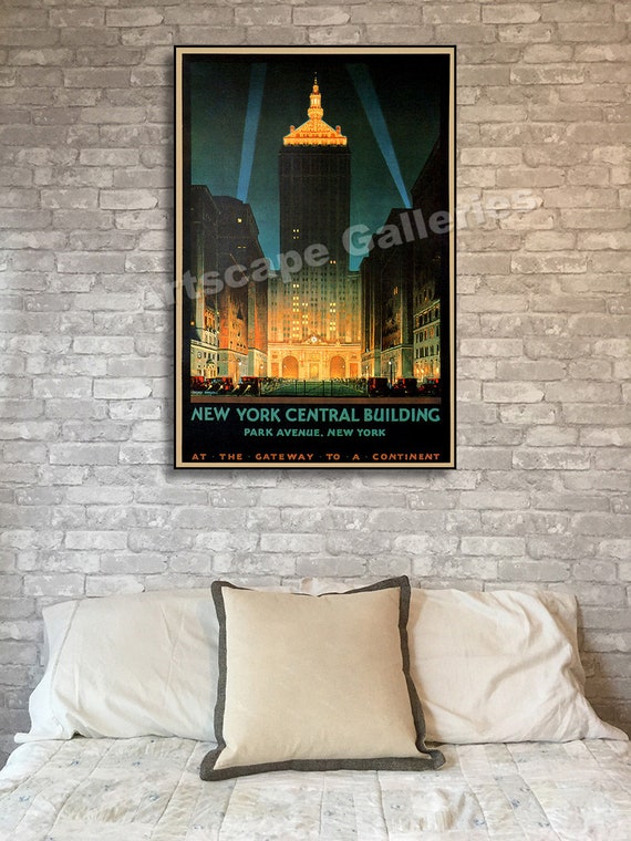 1930 New York Park Avenue Central Building Vintage Style Travel