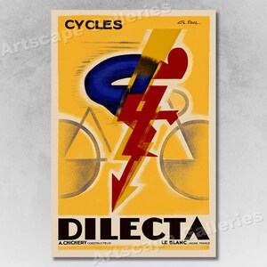 Cycles Dilecta 1926 Póster publicitario de bicicleta francesa vintage