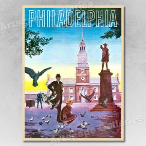 Visit Philadelphia Vintage 1960s Travel Poster