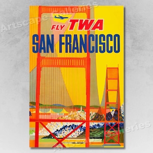 1950's San Francisco TWA Vintage Style Travel Poster