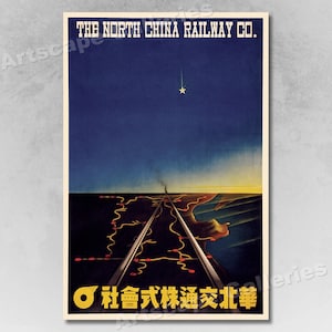 1930s North China Railway Vintage Style Travel Poster