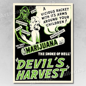 1942 &quot;Devil&#39;s Harvest&quot; Vintage Marijuana Movie Poster