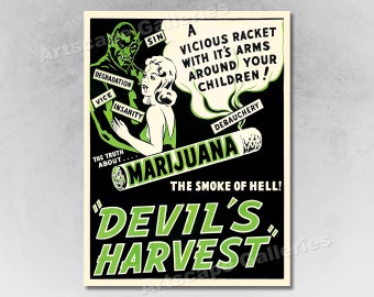 1942 "Devil's Harvest" Vintage Marijuana Movie Poster