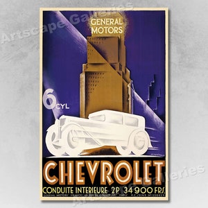 1935 Automotive Poster Chevrolet Conduite Interieure Vintage Style Poster